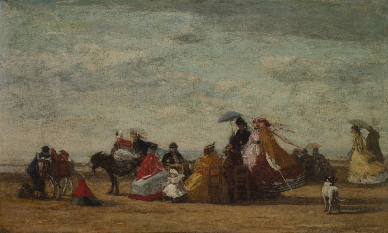 Strandscene, ca. 1865-1867 (olje på trepanel) av Eugene Louis Boudin