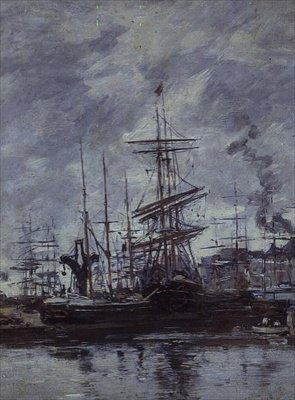 Båter på Le Havre av Eugene Louis Boudin