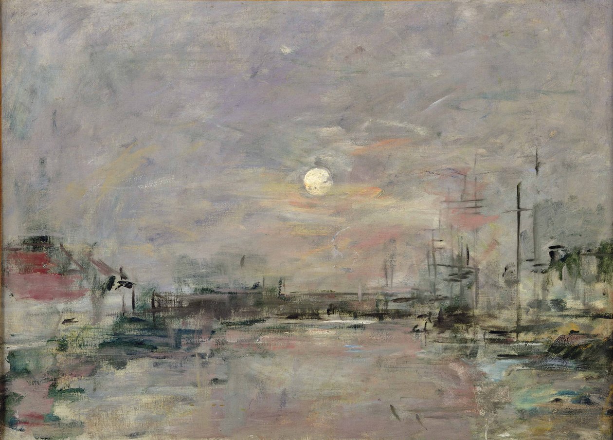 Skumring på den kommersielle kaien i Le Havre, ca. 1892-94 av Eugene Louis Boudin