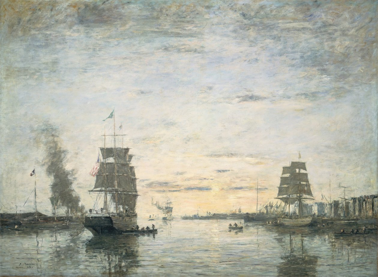 Inngang til havnen, Le Havre, 1883. av Eugene Louis Boudin