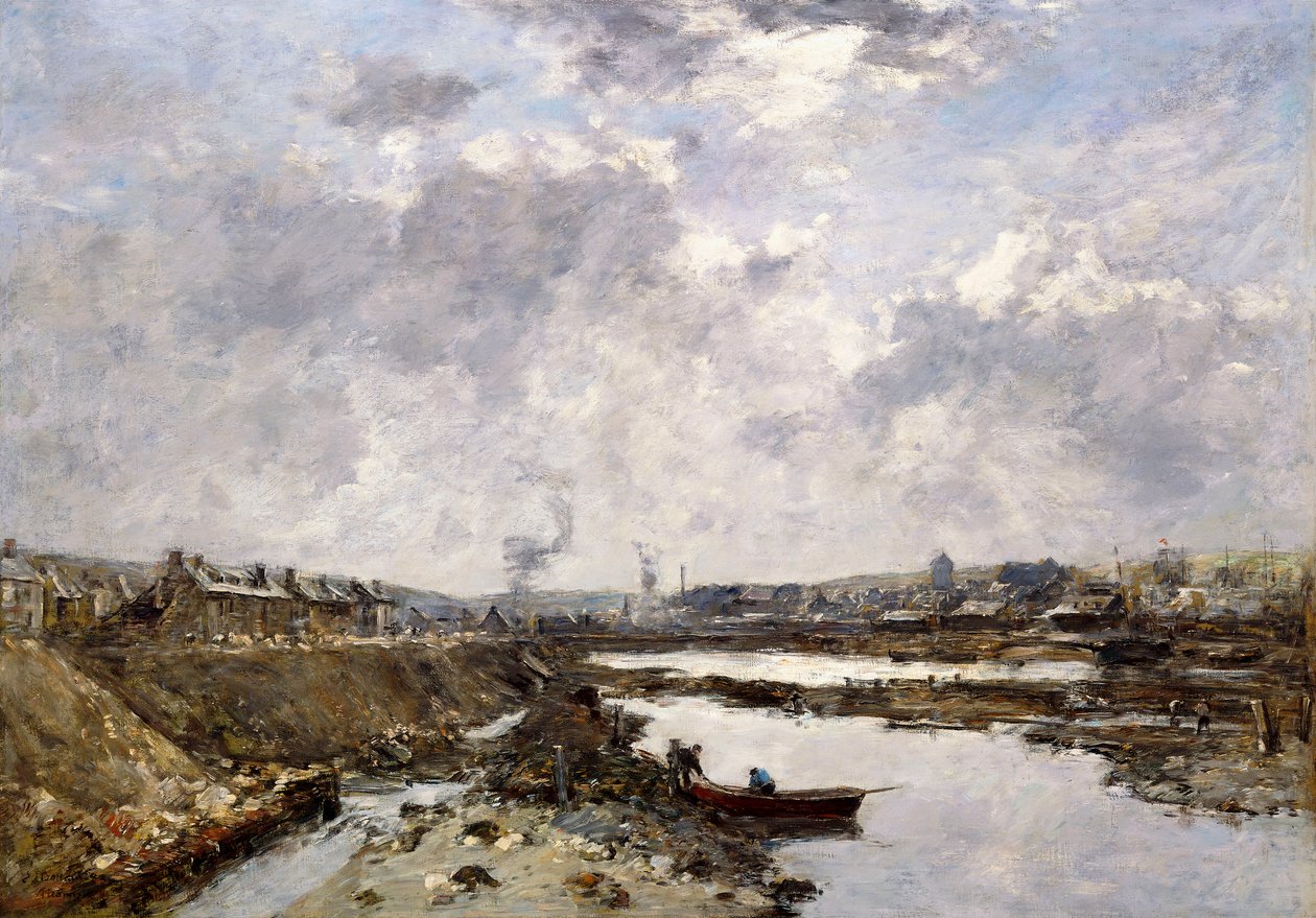 Fecamp, den indre havnen under bygging, 1883 av Eugene Louis Boudin