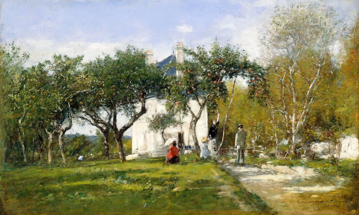 Fervaques, hage og hus til Monsieur Jacquette, 1877 av Eugene Louis Boudin