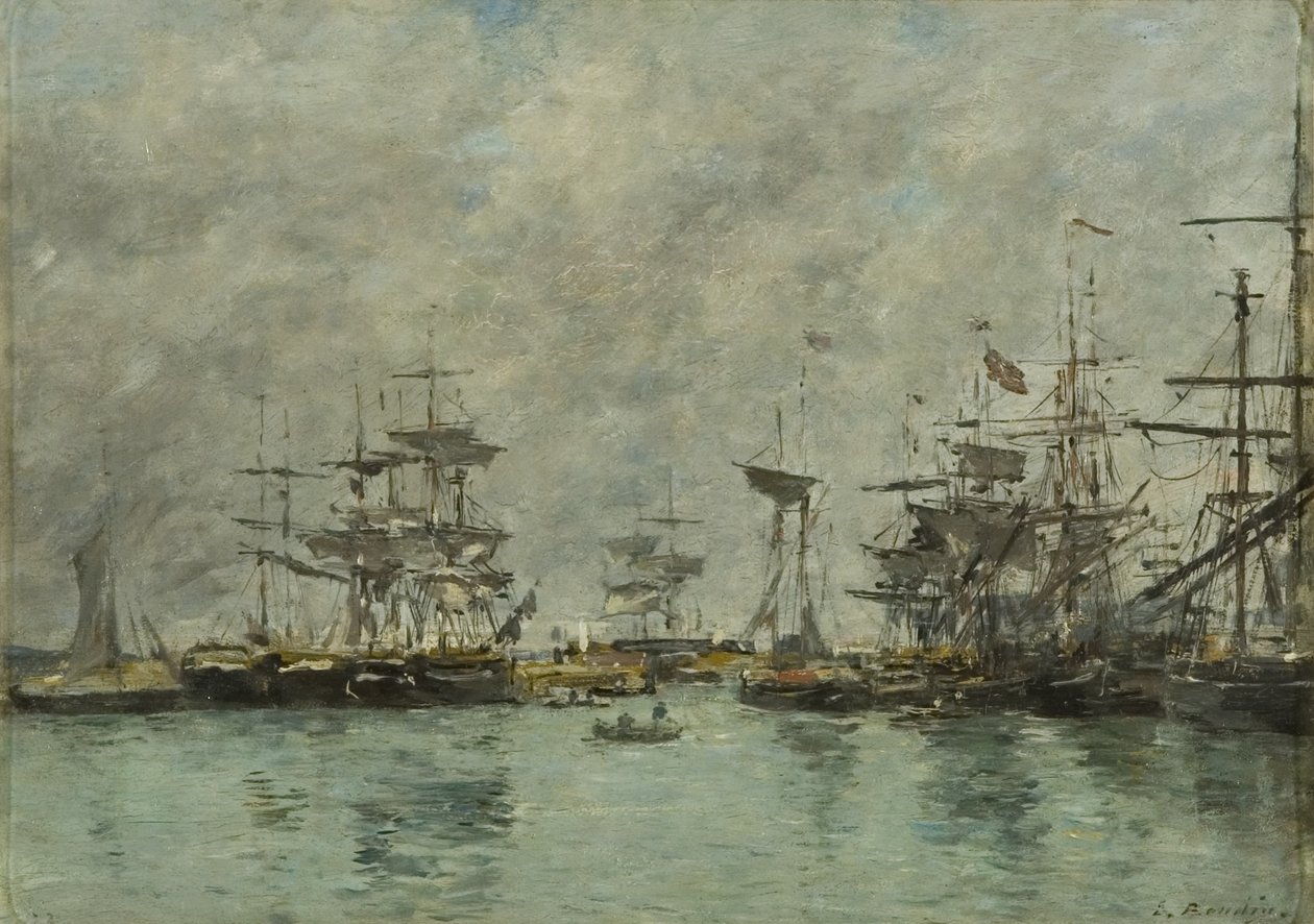 Havnescene av Eugene Louis Boudin