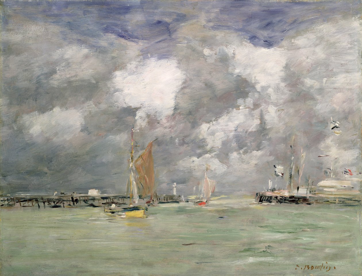 Høyvann ved Trouville, ca. 1892-96 av Eugene Louis Boudin