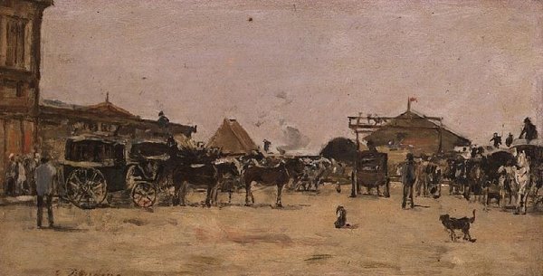 Place de la Gare i Deauville av Eugene Louis Boudin