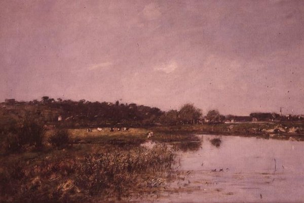 På bredden av Touques av Eugene Louis Boudin