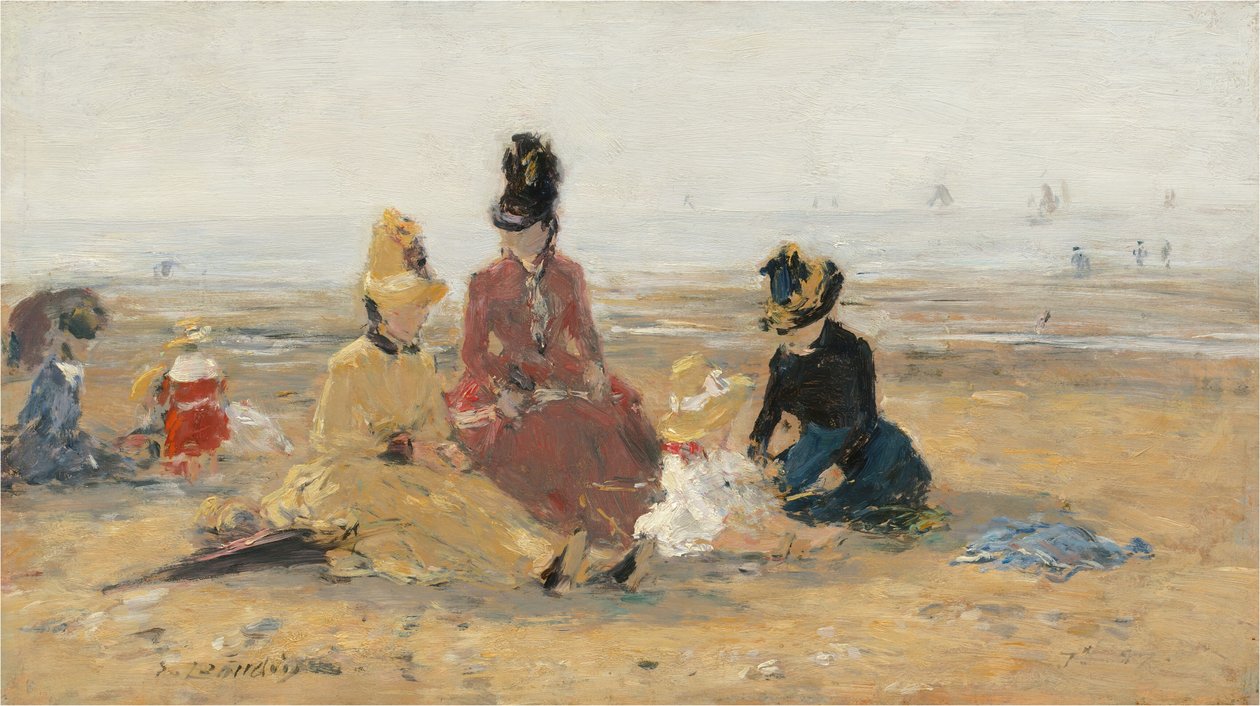 På stranden, Trouville, 1887. av Eugene Louis Boudin