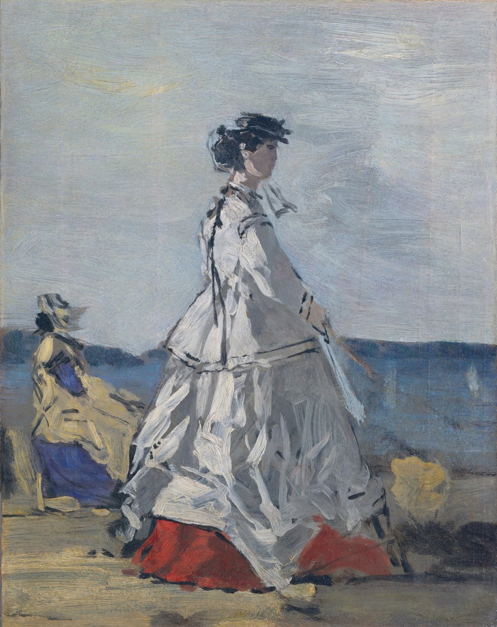 Prinsesse Pauline Metternich 1836-1921 på stranden, ca. 1865-67. av Eugene Louis Boudin