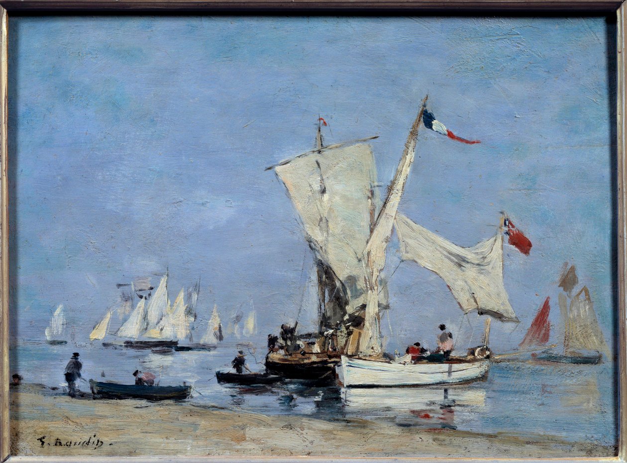 Seilbåtmaleri av Eugene Louis Boudin (1824-1898) 1869 Søn. 0,24x0,33 m Paris, musee d