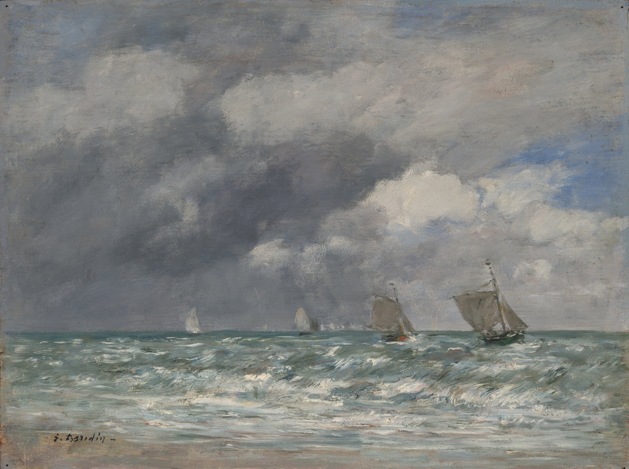 Seilbåter nær Trouville, ca. 1885-90 av Eugene Louis Boudin