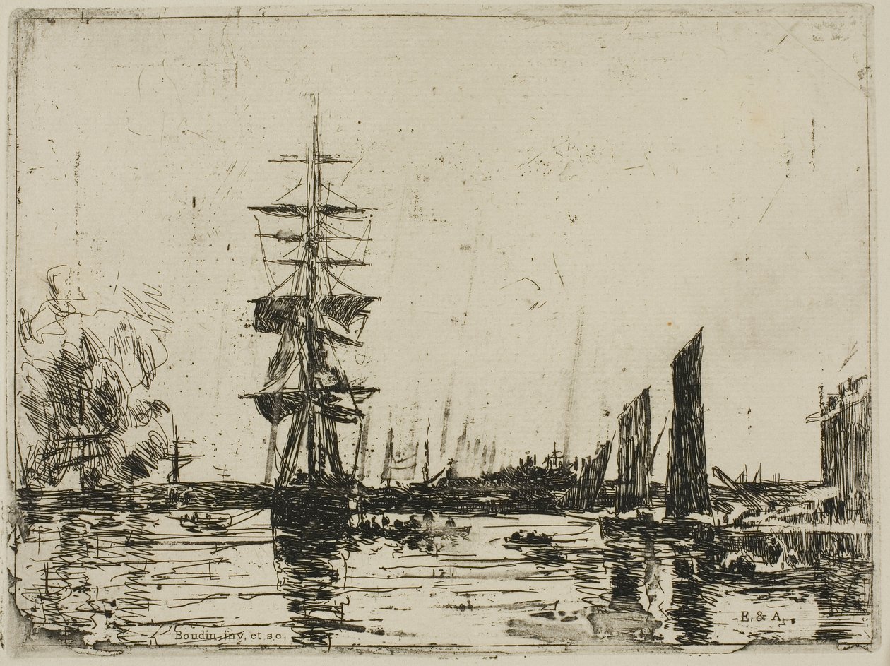 Havlandskap med båter av Eugene Louis Boudin