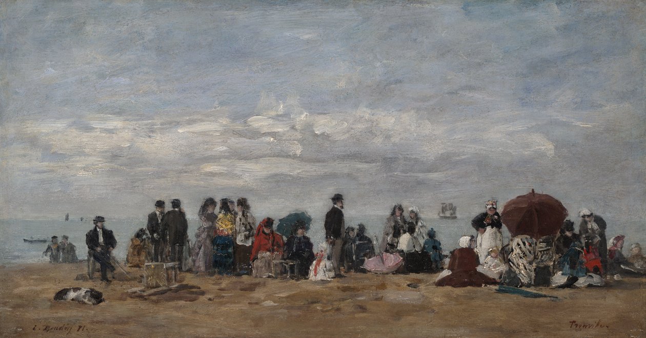 Stranden ved Trouville, 1871 av Eugene Louis Boudin