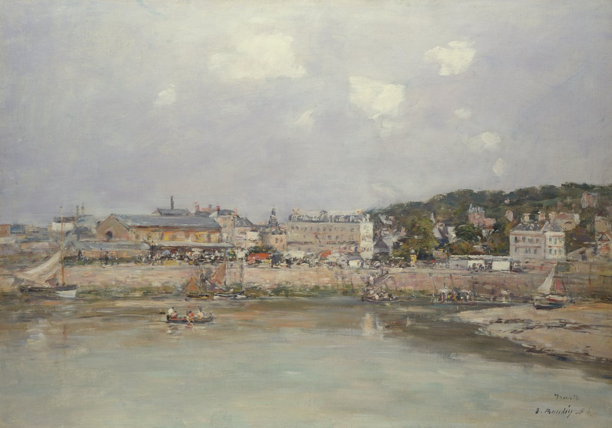 Havnen i Trouville, 1884 av Eugene Louis Boudin