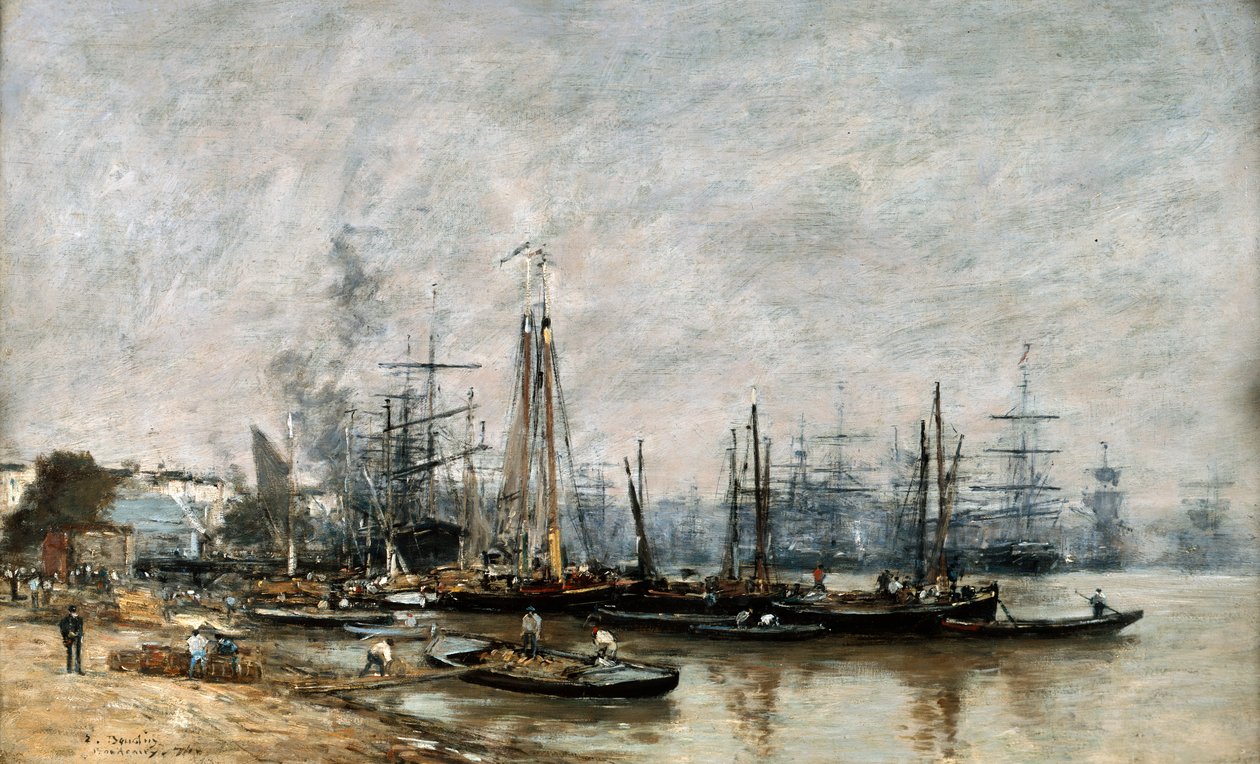 Havnen i Bordeaux, 1874 av Eugene Louis Boudin