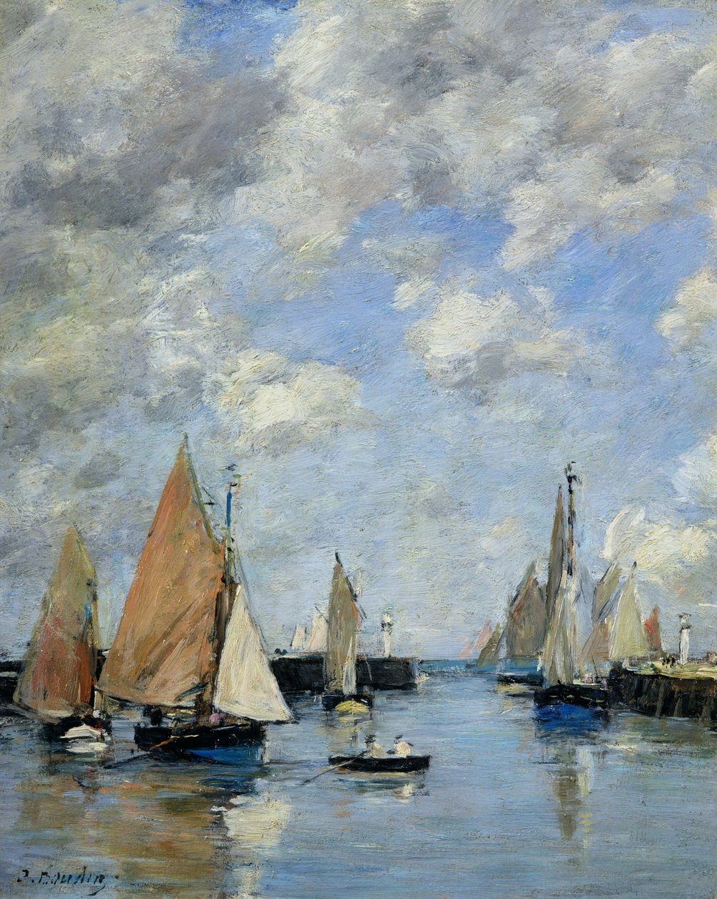 The Jetty at High Tide, Trouville av Eugene Louis Boudin
