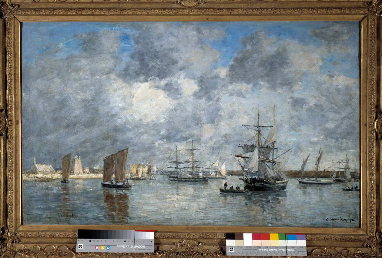 Port of Carnaret-maleri av Eugene Louis Boudin (1824-1898). 1872. Dim. 0,55 x 0,89 m. Paris, Musee d
