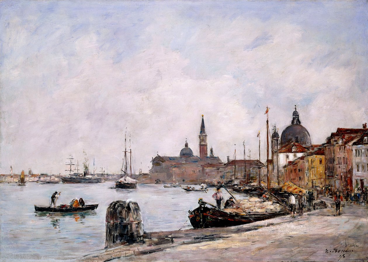 Kaien på Giudecca, Venezia, 1895 av Eugene Louis Boudin