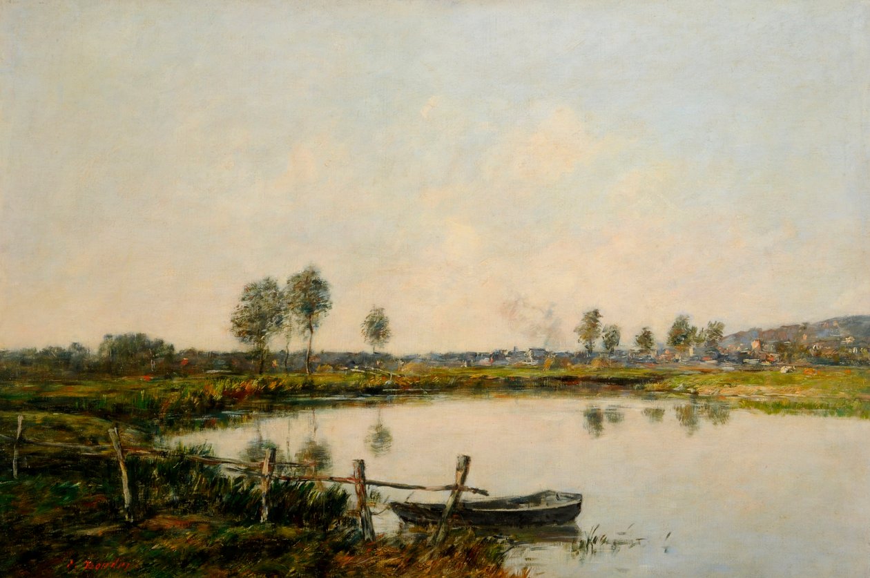 Vannengene i Deauville, Frankrike (olje på lerret) av Eugene Louis Boudin