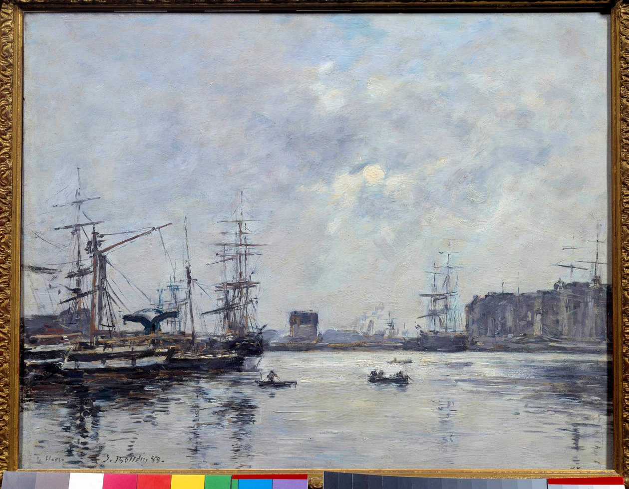 Havnen i Le Havre bassenget i baren. Maleri av Eugene Louis Boudin (1824-1898) av Eugene Louis Boudin