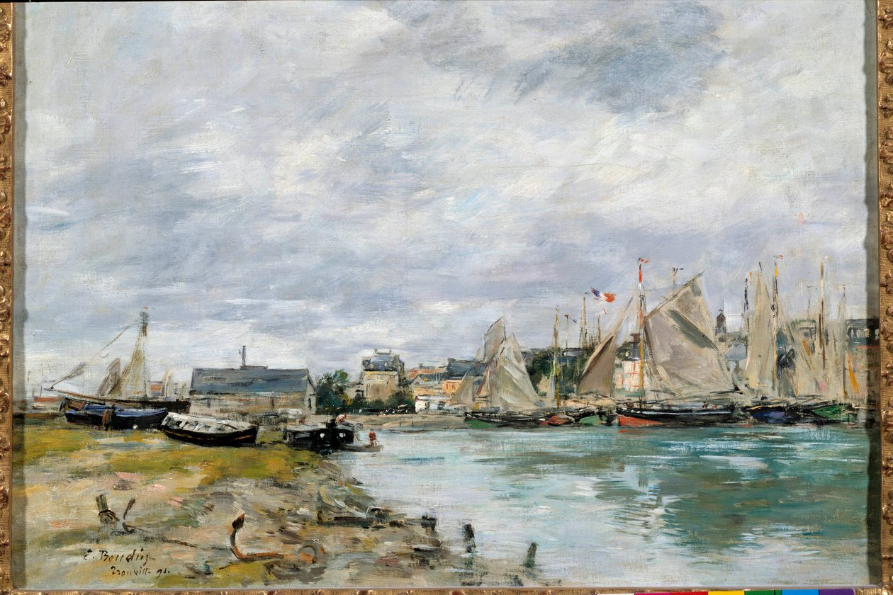 Havnen i Trouville. Maleri av Eugene Louis Boudin (1824-1898) av Eugene Louis Boudin