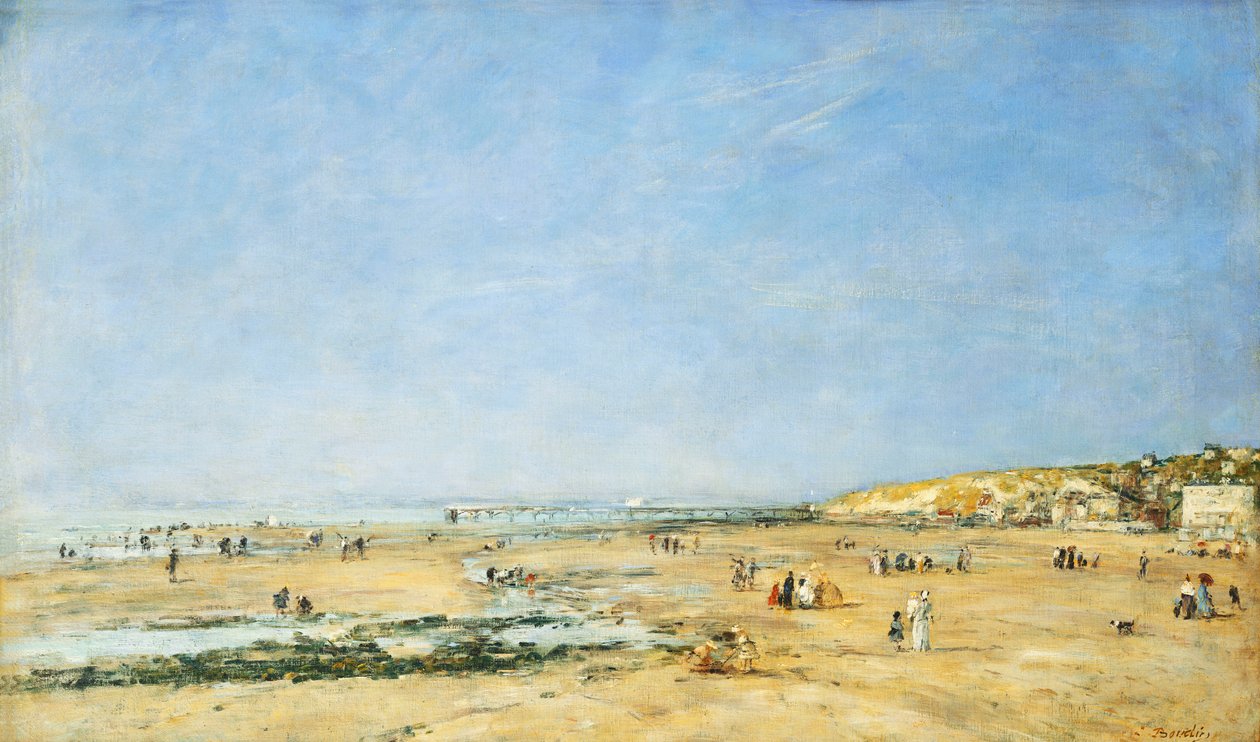 Trouville, generell utsikt over stranden; Trouville, generell utsikt over stranden, 1890 av Eugene Louis Boudin