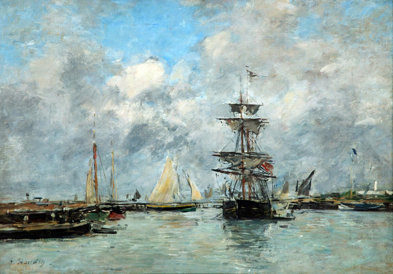 Trouville havn (olje på lerret) av Eugene Louis Boudin