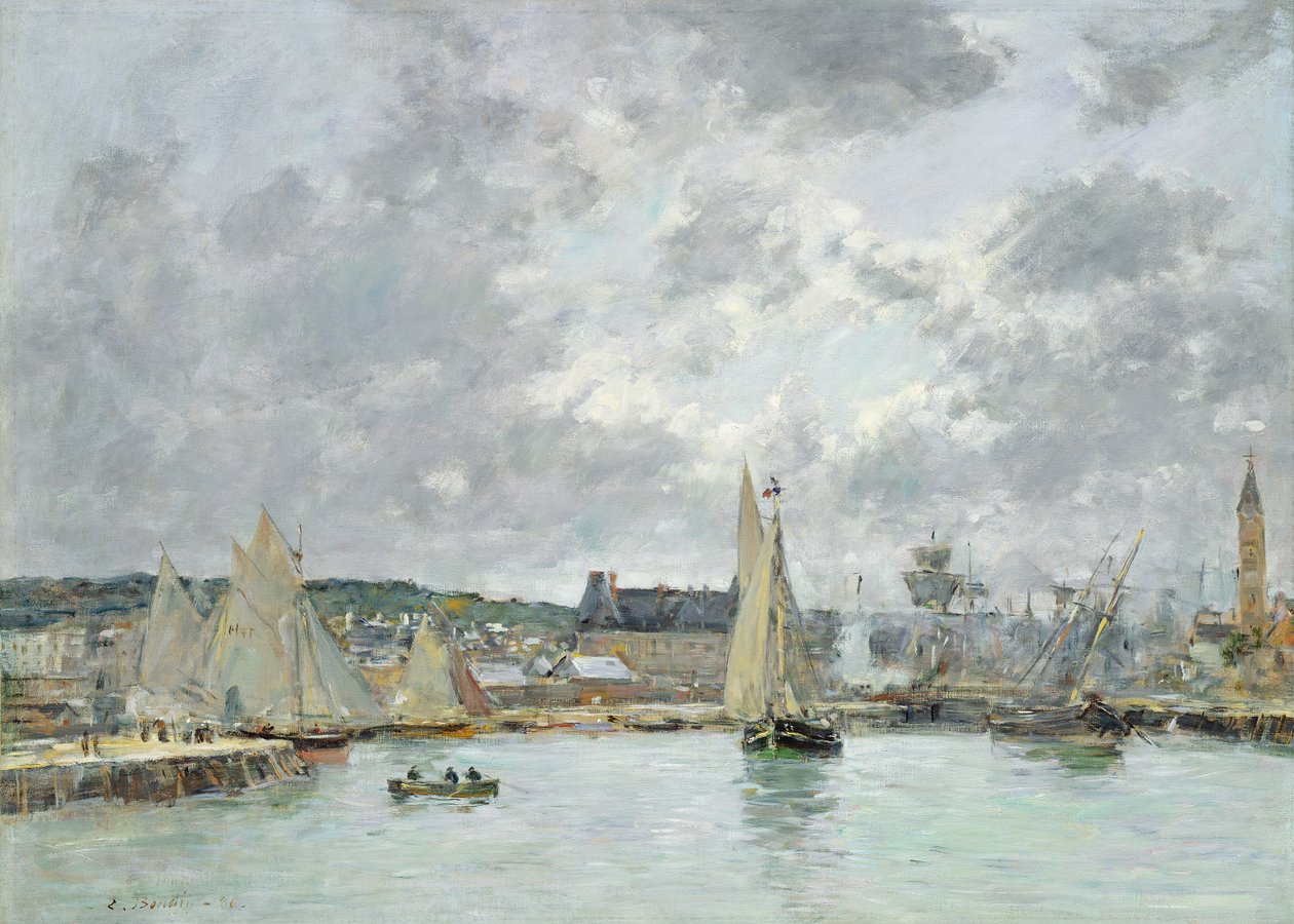 Trouville havn, 1880 av Eugene Louis Boudin