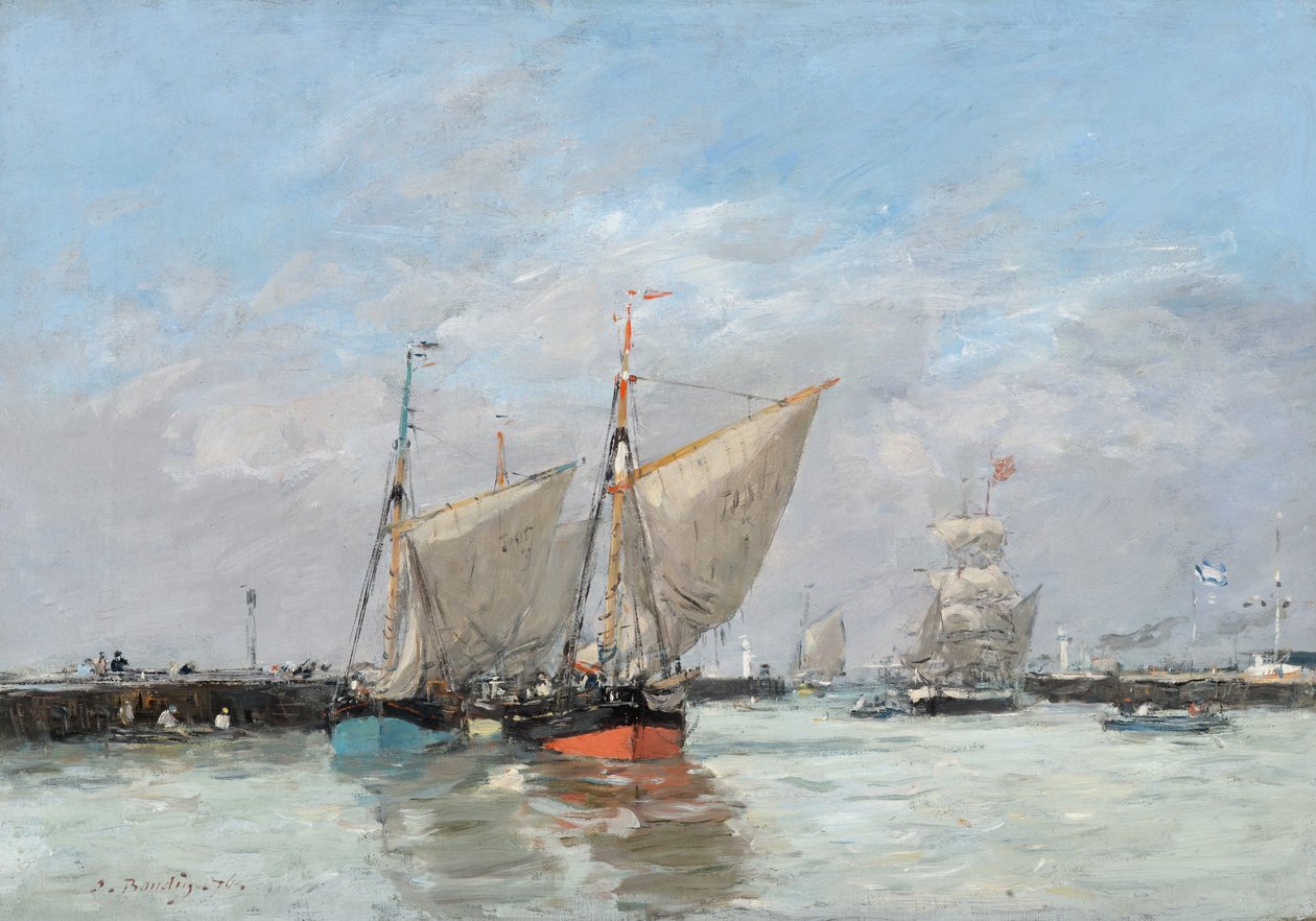 Trouville, The Jetties, High Tide, 1876 av Eugene Louis Boudin