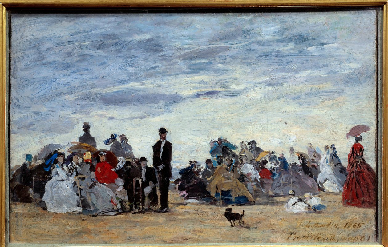 Trouville-stranden. Maleri av Eugene Louis Boudin (1824-1898) av Eugene Louis Boudin