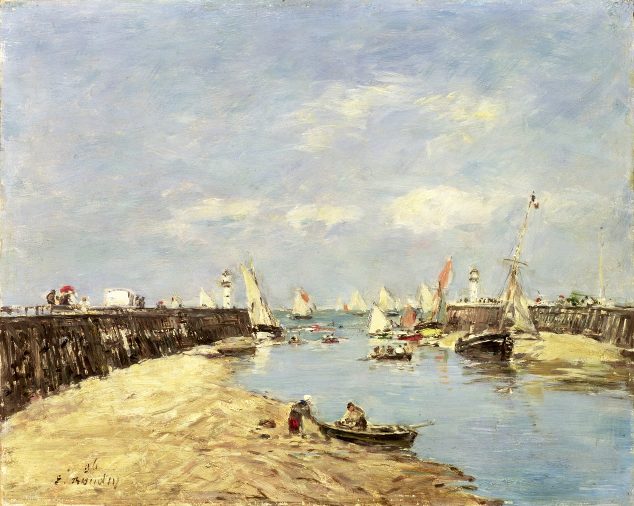Trouville, bryggen og bassenget, 1896 av Eugene Louis Boudin
