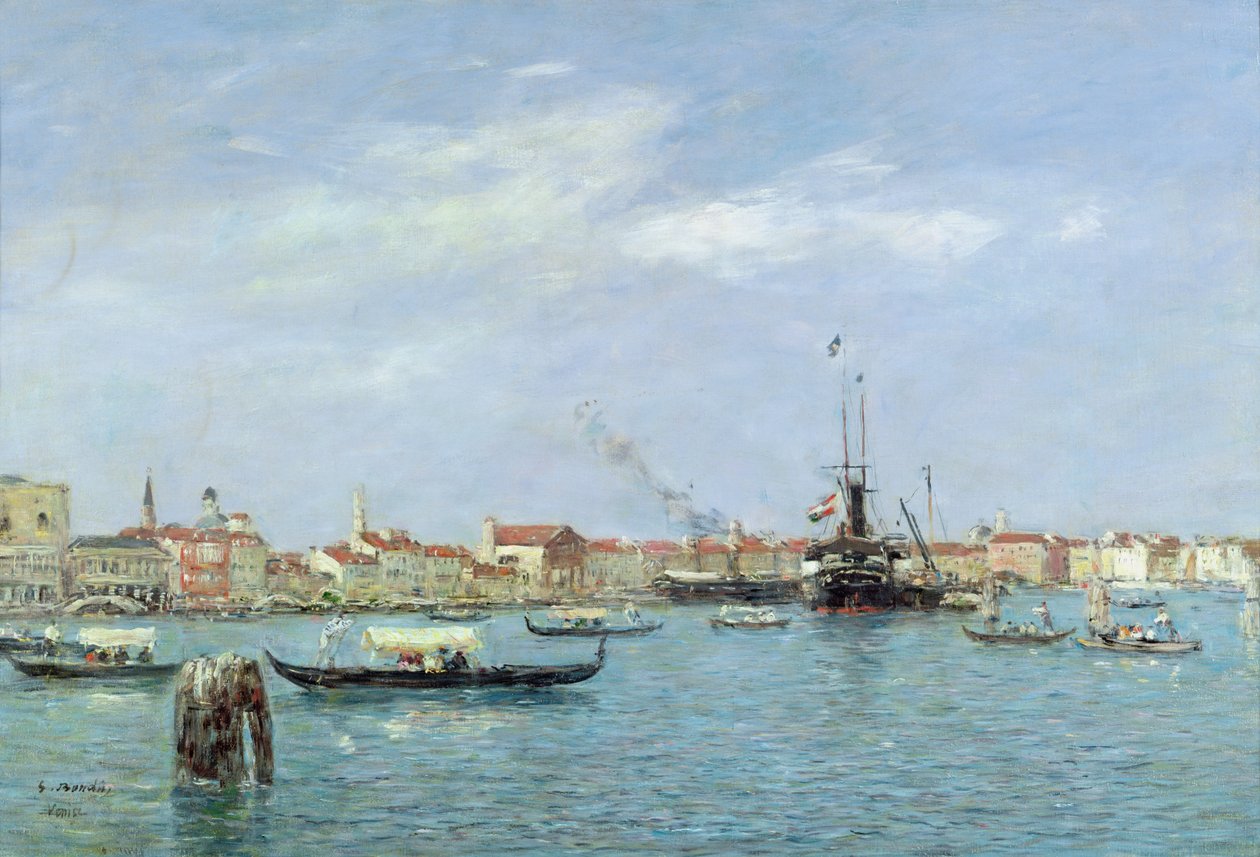 Venezia, Canal Grande, østerriksk dampskip, 1895 av Eugene Louis Boudin