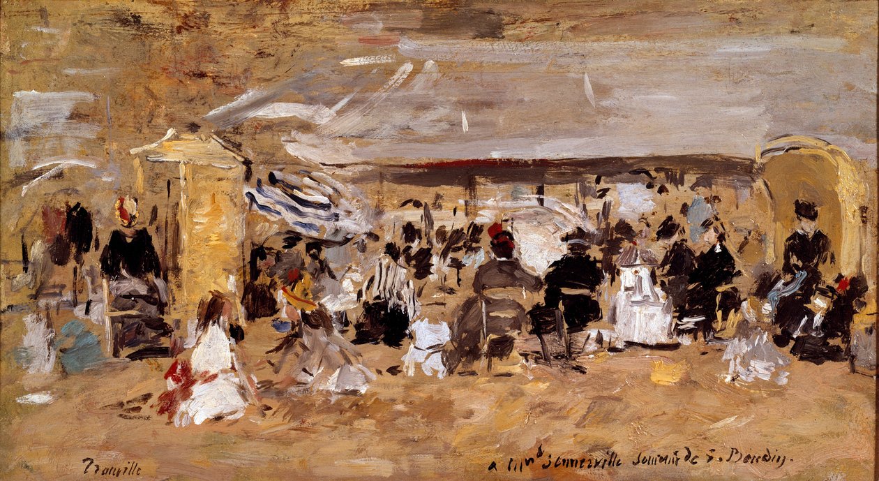 Utsikt over stranden i Deauville i Normandie Maleri av Eugene Louis Boudin (1824-1898) Paris fra 1800-tallet, Musee d
