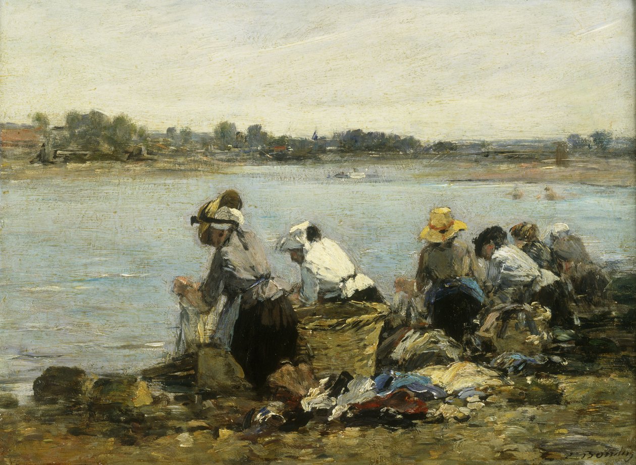 Vaskedamer ved Torque; Vaskekvinnene på La Touque, av Eugene Louis Boudin