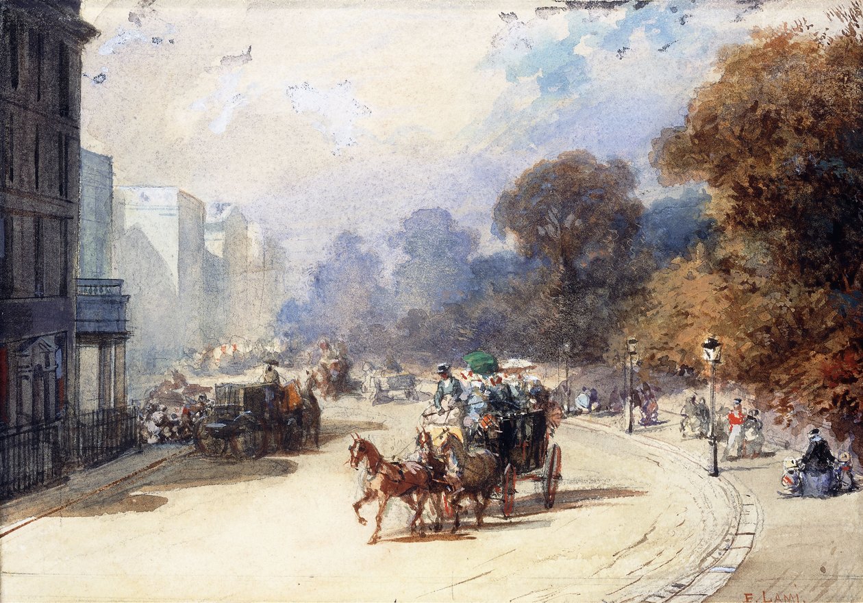 En vogn ved Hyde Park Corner, London av Eugene Louis Lami