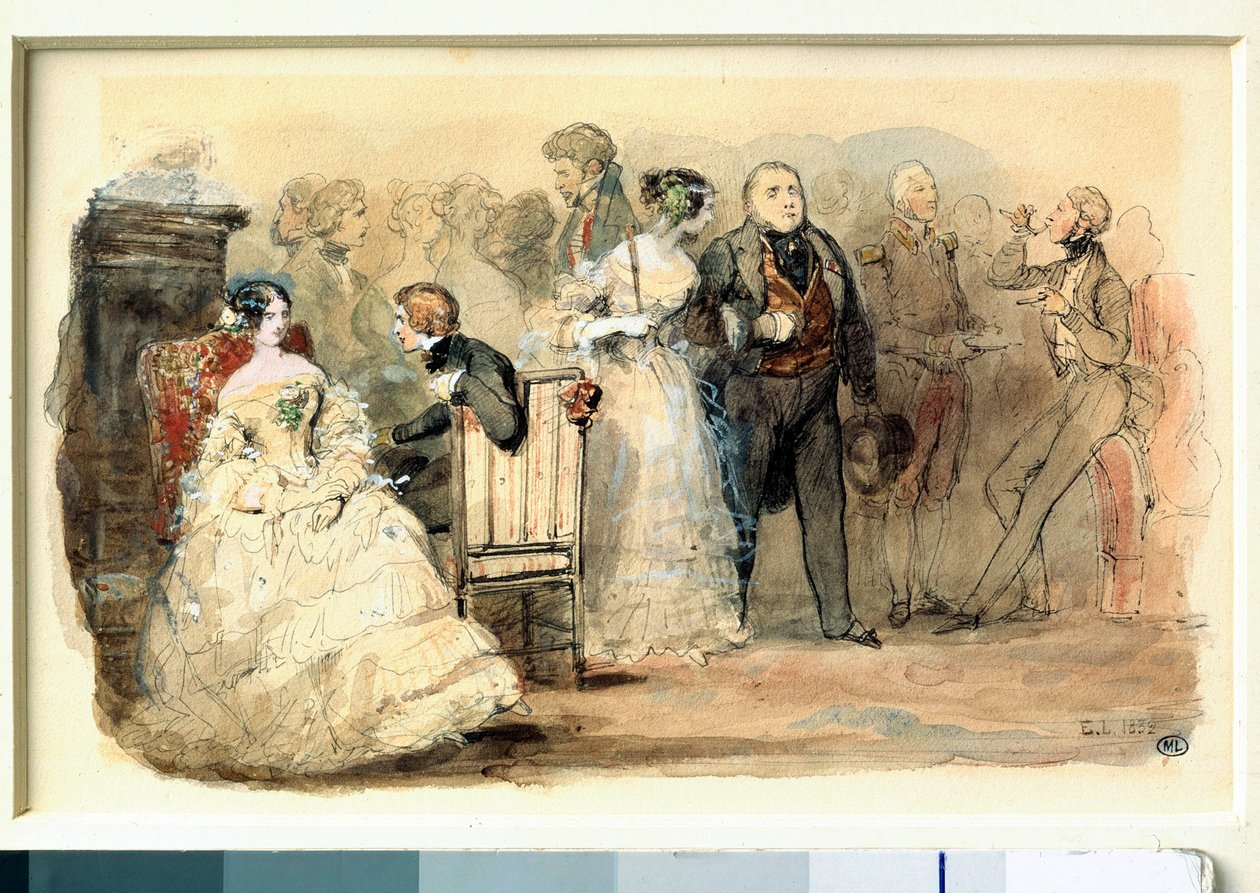 En mottakelse under Louis Philippe Watercolor av Eugene Lami (1800-1890) av Eugene Louis Lami