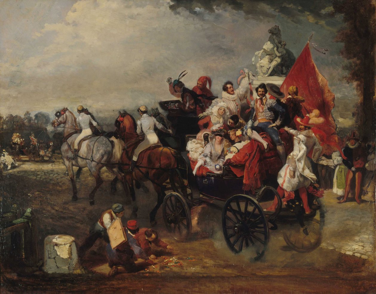 Karnevalscene, Place de la Concorde, 1834. av Eugene Louis Lami