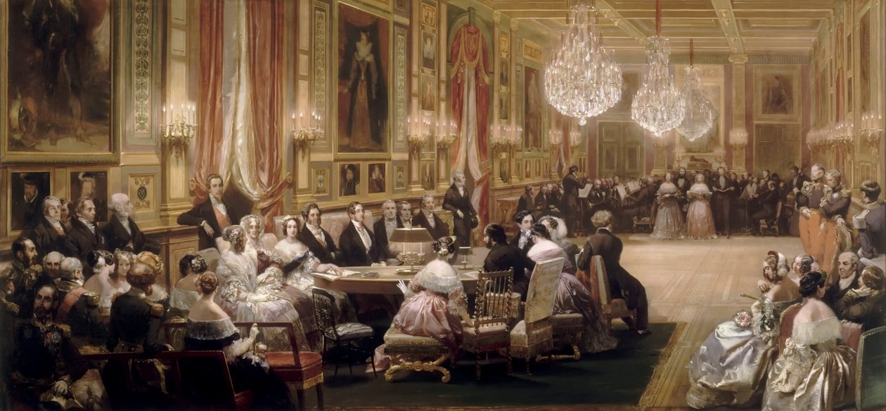Konsert i Galerie des Guise på Chateau de Eu, 4. september 1843 av Eugene Louis Lami