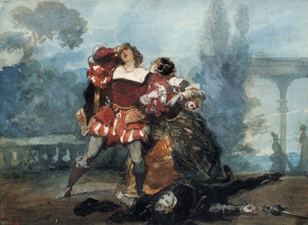 Illustrasjon til skuespillet Whims of Marianne, 1851 av Eugene Louis Lami