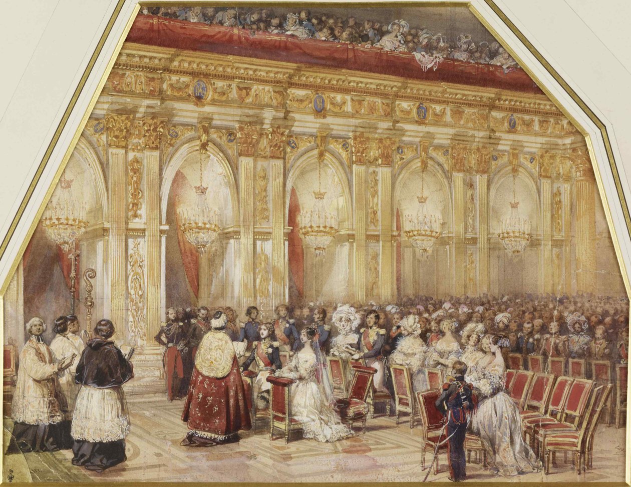 Ekteskap med prins Ferdinand Philippe dOrleans og hertuginne Helene av Mecklenburg-Schwerin, 1837. av Eugene Louis Lami