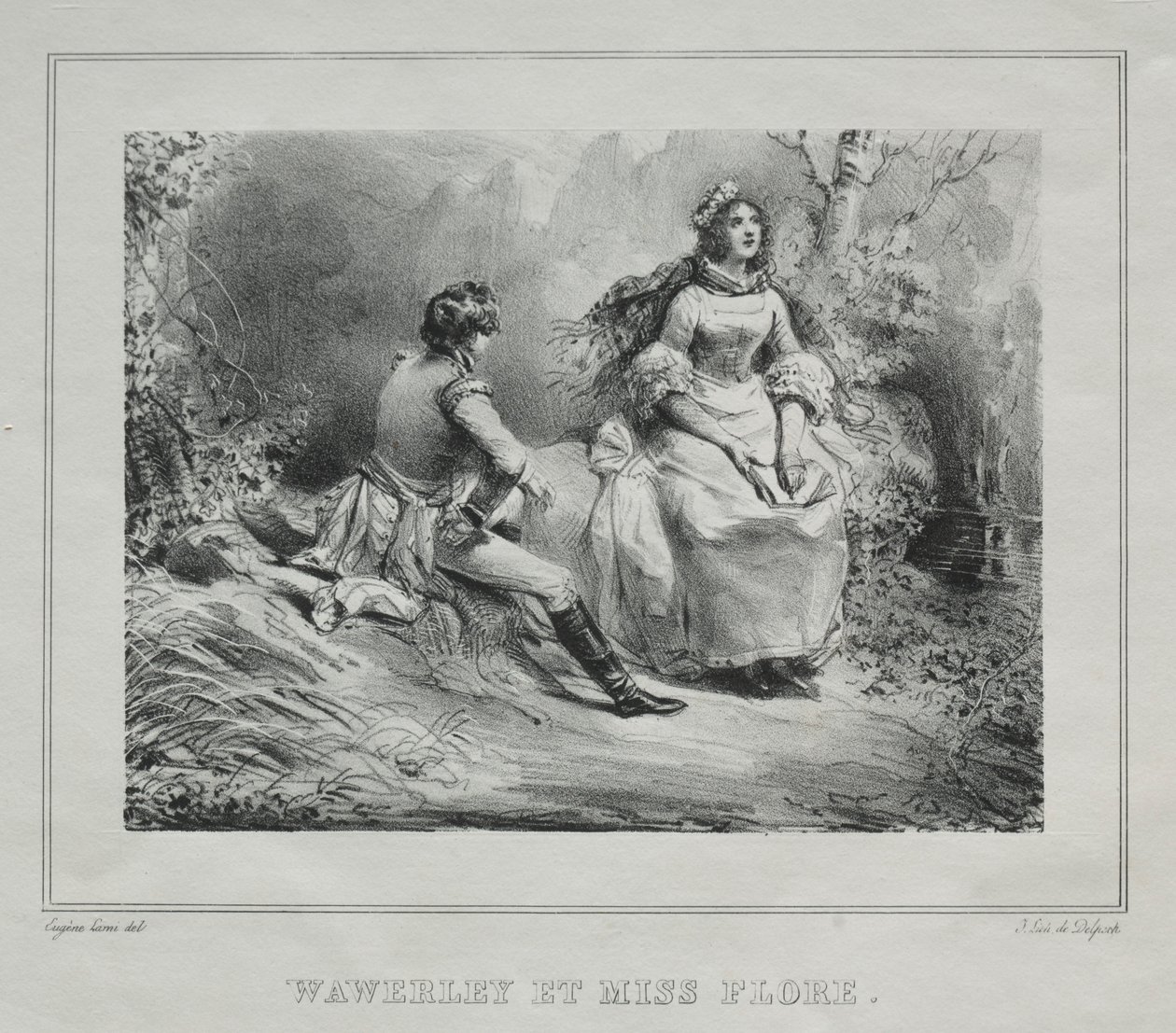 Pittoreske utsikter over Skottland: Waverly and Miss Flora, 1825-1828. av Eugene Louis Lami