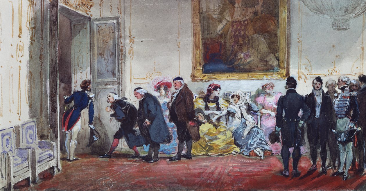 Publikum til Charles X (akvarell) av Eugene Louis Lami