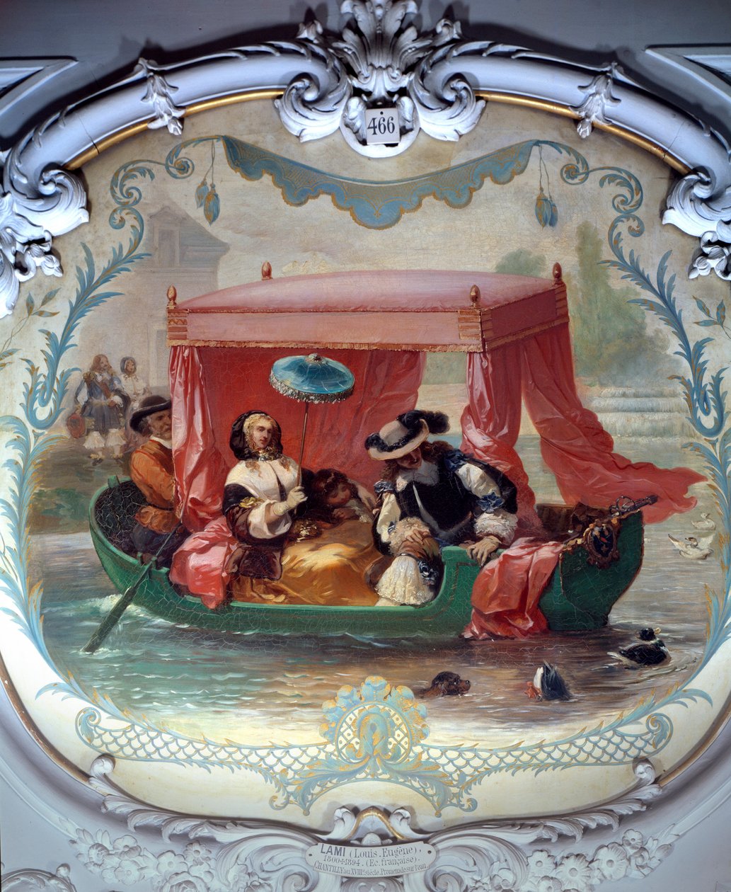 Gå på vannet. Båt med kalesje. Maleri av Eugene Louis Lami (1800-1890) av Eugene Louis Lami