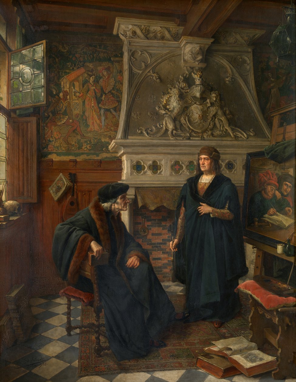 Erasmus og Quentin Matsys (olje på lerret) av Eugene Siberdt