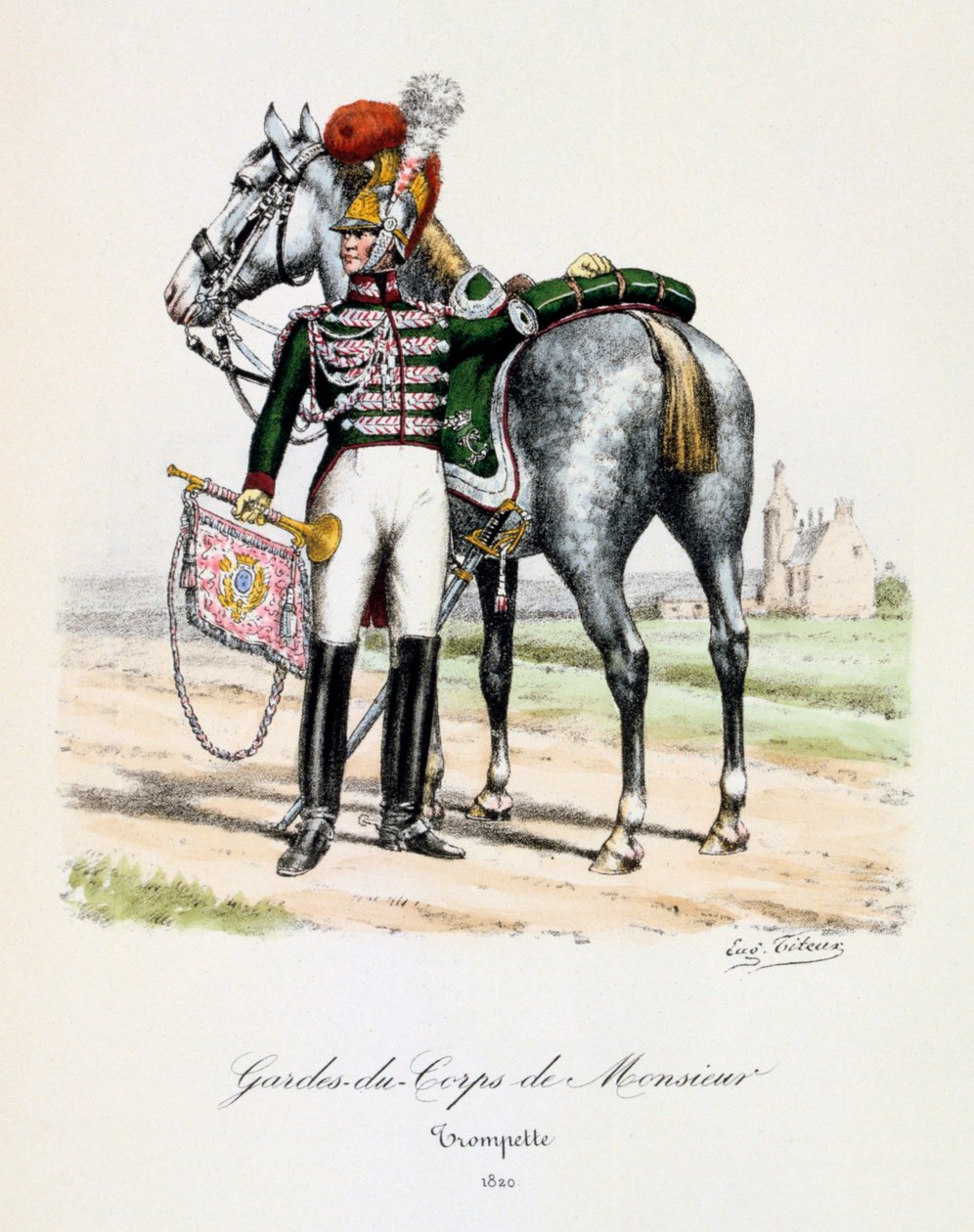 Livvakter av Monsieur, trompetist, 1820 av Eugene Titeux