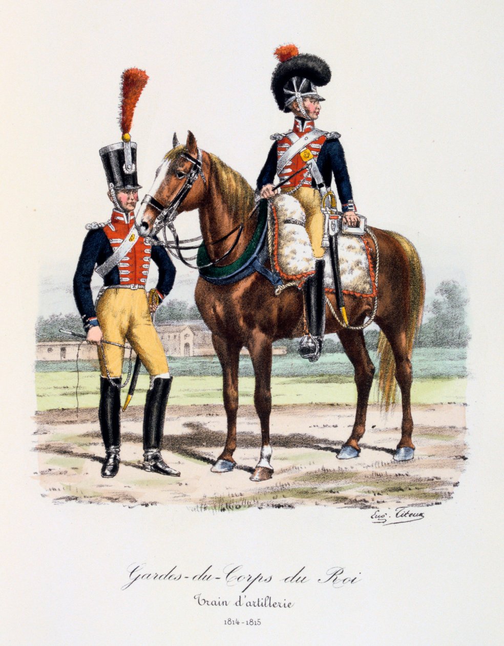 Kongens livvakter, artilleritog, 1814-15 av Eugene Titeux