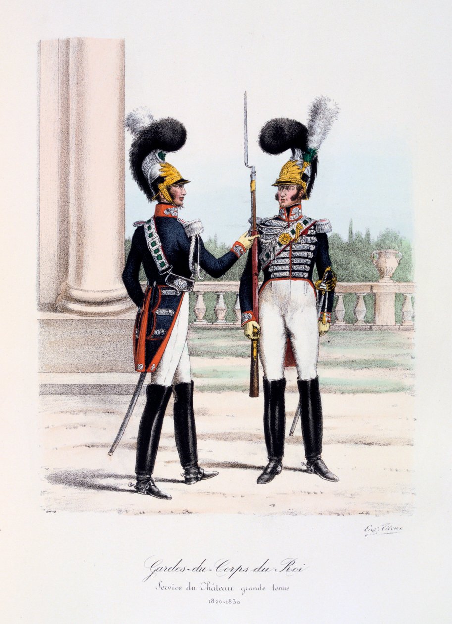Gardes-du-Corps de Roi, Service de Chateau, hel kjole, 1820-30 av Eugene Titeux