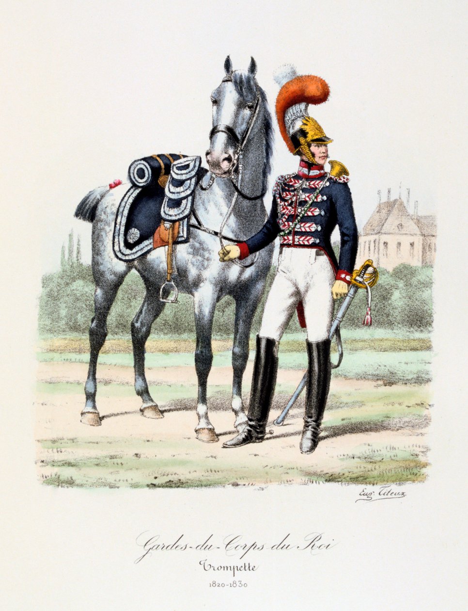 Kongens livvakter, trompetist, c1820-30 av Eugene Titeux