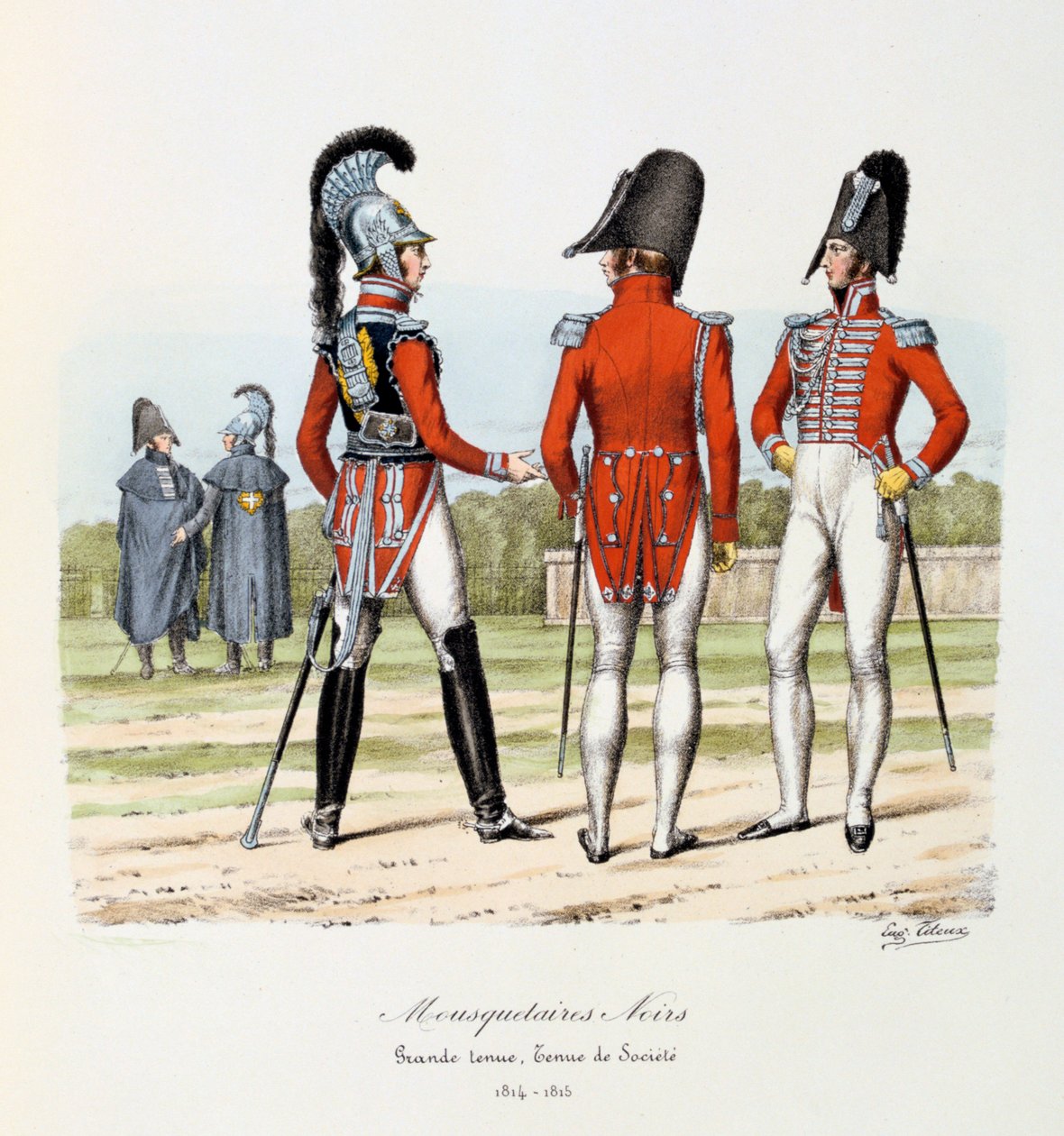 Svarte musketerer, heldress og samfunnskjole, 1814-15 av Eugene Titeux