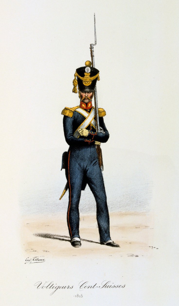 Voltigeurs, Cents-Suisses, 1815 av Eugene Titeux