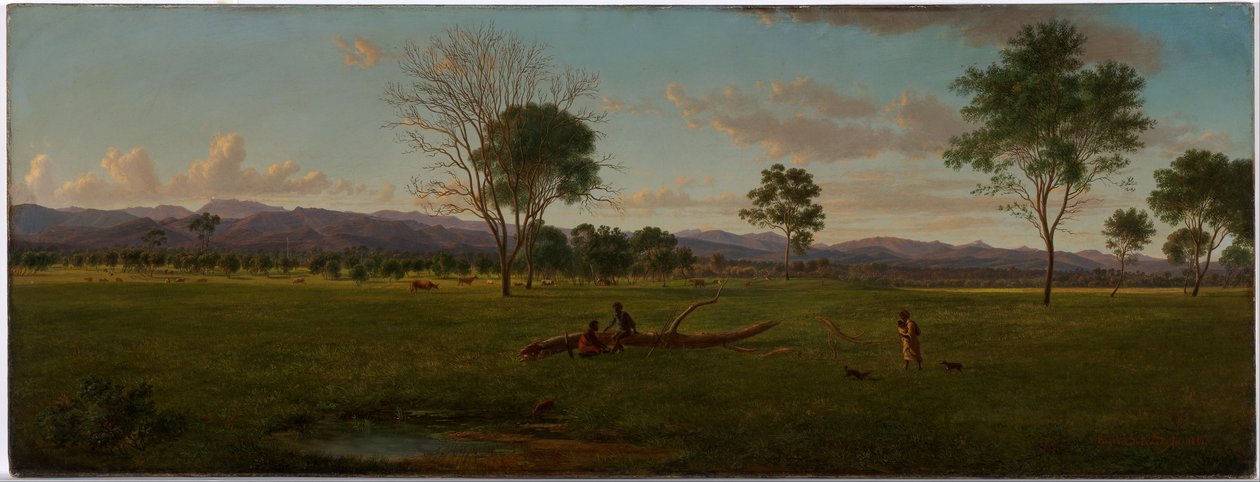 Utsikt over Gippsland -alpene, fra Bushy Park ved elven Avon av Eugene von Guérard